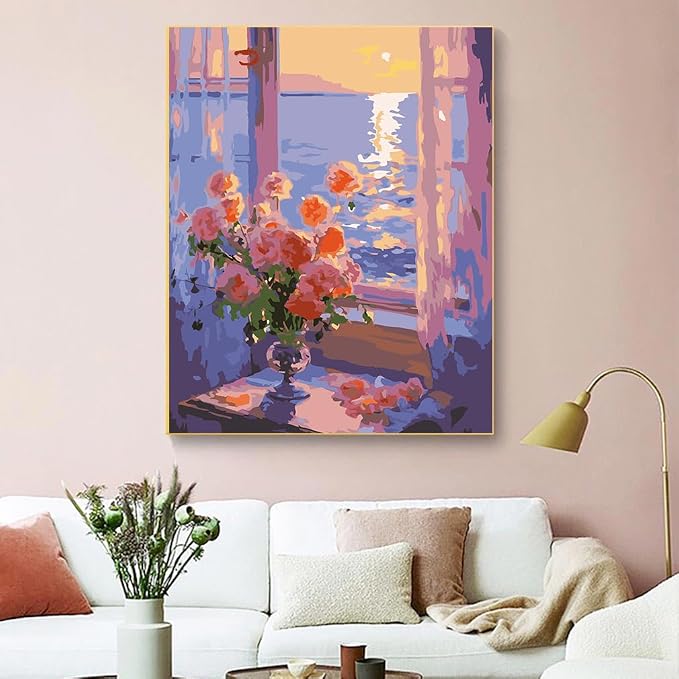 ZRIZQ Paint by Numbers Kit for Adults Beginner,Flowers Landscapes,16x20