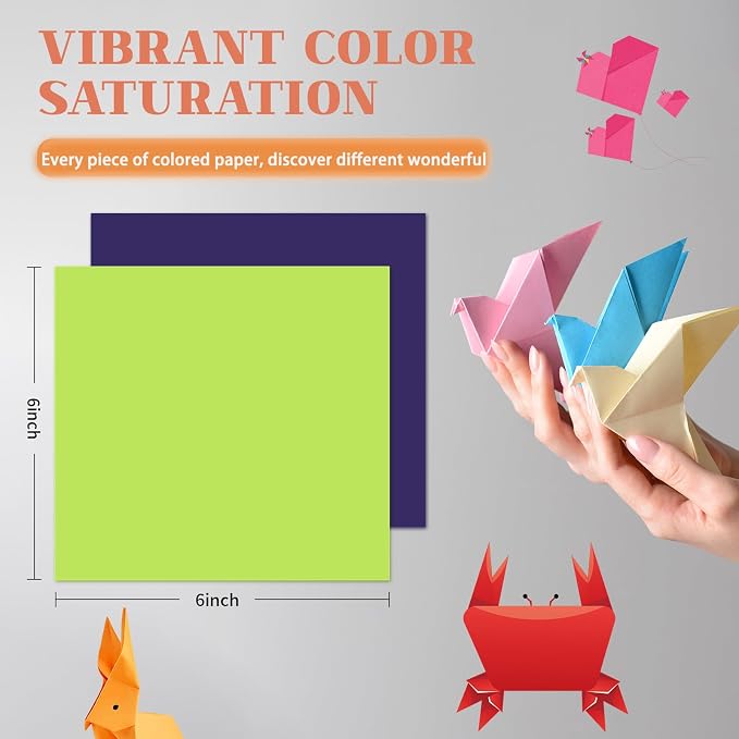 500 Sheets of Origami Paper,20 colors, 6x6 inch Double Sided Color, kit for kids,Colored Paper Kit Gifts for Beginners