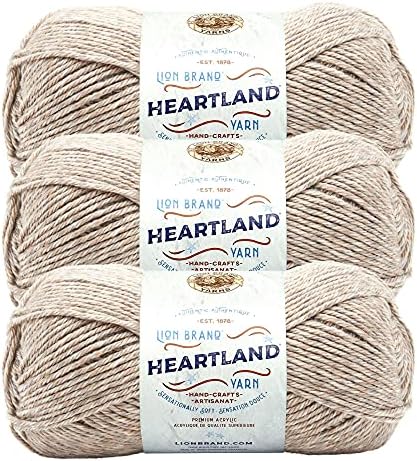 Lion Brand Yarn, Heartland Crochet Yarn, Grand Canyon, Brown, 3 Pack