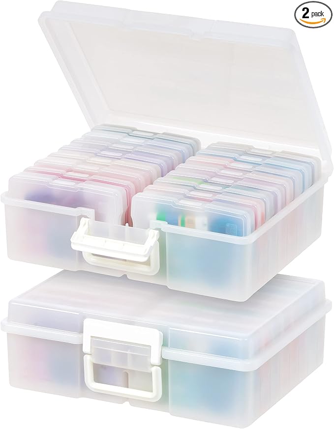 IRIS USA Photo Storage Box |Made in USA| 16 Cases - (2-Pack) - Pearl