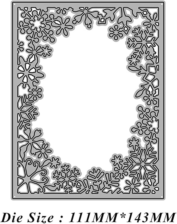 Cutting Dies 3D Background Frame Metal Stencils Scrapbooking Tools DIY Craft Carbon Steel Embossing Template for Paper Card Making Album Arts Supplies (Frame 12-snowflake 11.1x14.3cm)