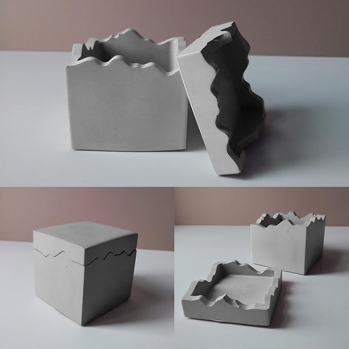 Square Box Mold with Irregular Edges, Creative Candle Vessels Jewelry Holder Resin Concrete Molds, Unique Storage Container Jar Dish Display Silicone Molds DIY Epoxy Resin Art Craft Kit