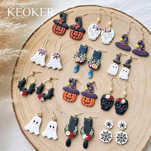 KEOKER Halloween Clay Cutters, Clay cutters for Halloween Earrings Making, 10 Shapes Halloween Clay Earrings Cutters, Halloween Polymer Clay Cutters (Earrings Clay Cutters 1)