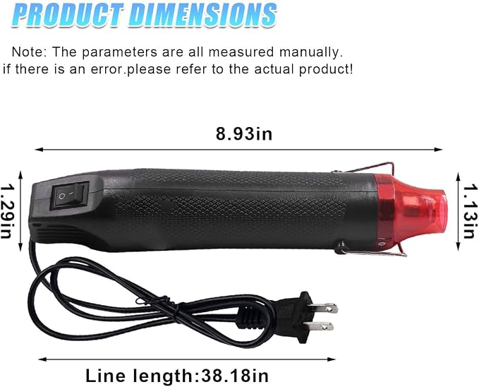 Mini Heat Gun - 220V 300W Portable Handheld Hot Air Gun Tool for DIY Craft Embossing - Electric Heating Tool with Stand & Power Cord for Car Vinyl Wrap/Shrink Wrapping PVC/Drying Paint(Black)