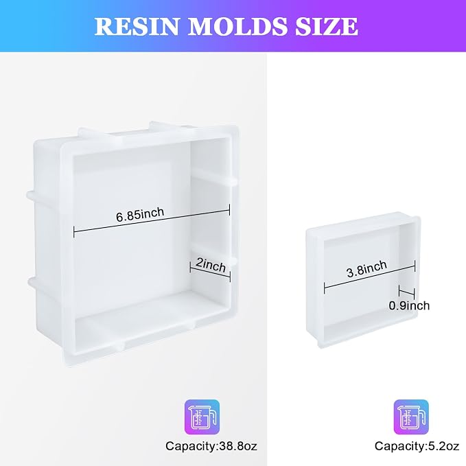 Large Square Resin Molds, Square Silicone Mold for Epoxy Resin | Large Mold for Flower Preservation, Deep Pour Molds for Decoration, Valentine's Day