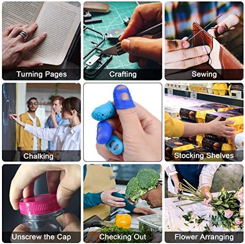 Wisdompro 16 Pcs Finger Tips, 4 Sizes Thimble Fingertip Grips - Blue, Aqua