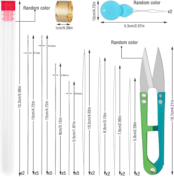 UOOU 28 Pcs Beading Needles, 4 Sizes Beading Needles for Seed Beads | Beading Needle Set 20 Pcs Long Straight Bead Embroidery Needles & 8 Pcs Big Eye Bracelet Needles for Beads Jewelry Making