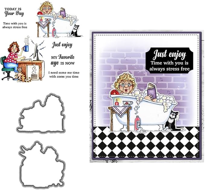 Clear Stamps and Metal Cutting Dies Set for Card Making Scrapbooking, DIY Craft Stamps and Dies Kit for Journaling, Albums, Greeting Cards, Holiday Cards, Birthday, Christmas (YX1087)