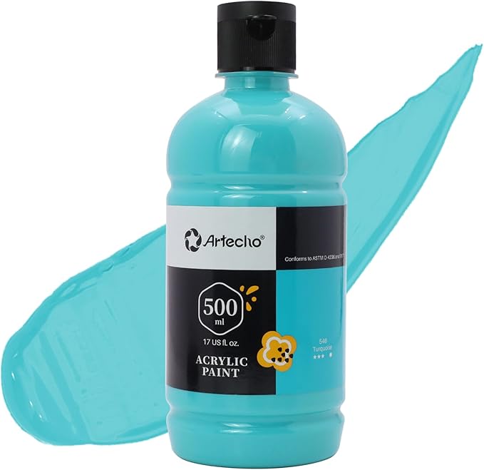 Artecho Turquoise Acrylic Paint 500ml / 17oz Large Bottle