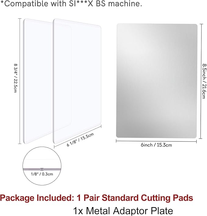 BAOFALI 3 Pcs/Set Standard Cutting Pads and Stainless Metal Shim for Die Cutting Machine for Die Cutting Machine；Clear Polycarbonate Cutting Pads Die Cutting Plates DIY Scrapbooking Paper Crafting