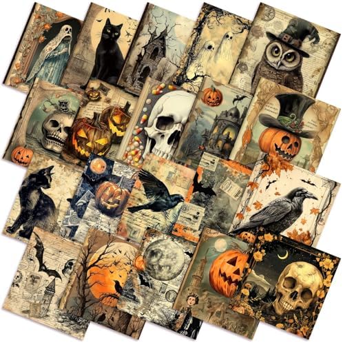 HunnmingRe 20 Pcs 10''x10'' Vintage Halloween Quilting Fabric Squares
