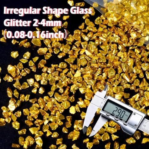 Matio 1.8oz/ 50g Crushed Glass, Gold Irregular Metallic Chips