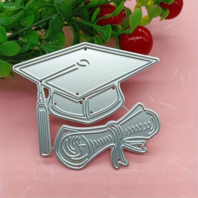 Lapoo 3D Backgrounds Frame Metal Cutting Die for Scrapbooking, New Cutting Dies DIY Album Card Making Decor Paper Craft Metal Die Cuts Party Wedding Decorations (Graduation Cap 3.1 x 3.1 in)