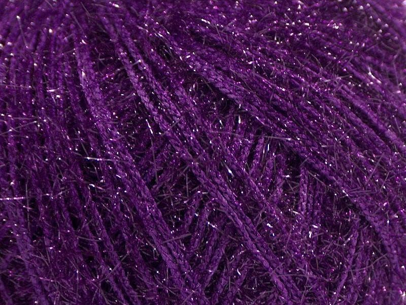 Sparkly Eyelash Fantasy Knitting Yarn | Metallic Lurex Nylon Short Eyelash Yarn | 50g (1.76oz) |140m(155 Yards) | Shiny Crochet Thread for Amigurumi & Decorative Projects (1, Dark Purple)