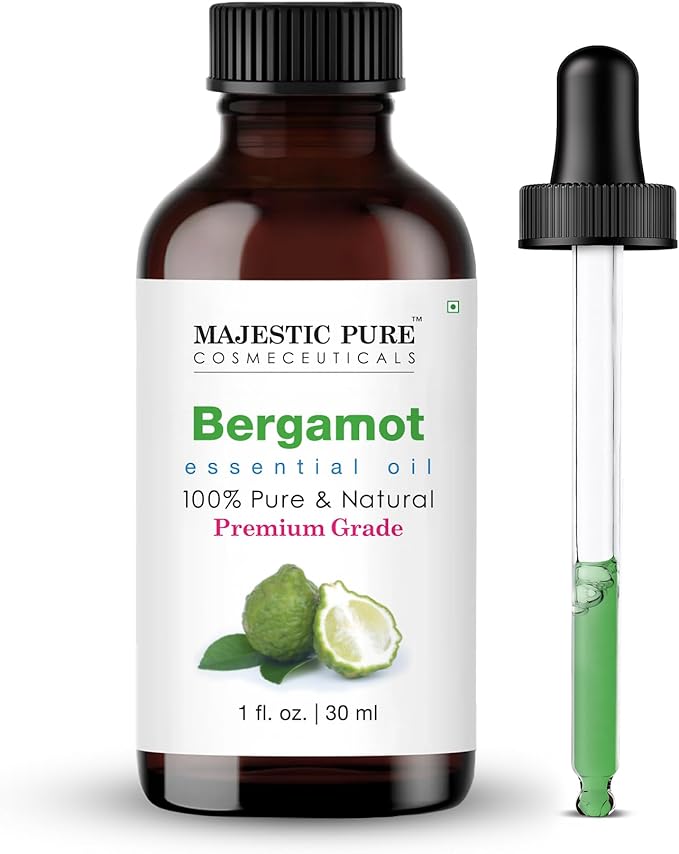 Majestic Pure Bergamot Essential Oil for Diffuser - 1 fl oz | 100% Pure and Natural Essentials Oils for Aromatherapy, Soap and Candle Making, Blend with Carrier Oil for Skincare, Massage