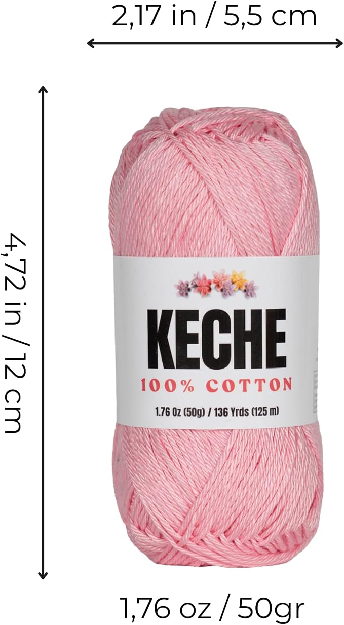 Cotton Yarn - 100% Cotton Yarn for Crocheting and Knitting, Mercerized Cotton Amigurumi Yarn Fine-Sport 2 1.76 oz (50g) / 136 Yrds (125 m) - Powder