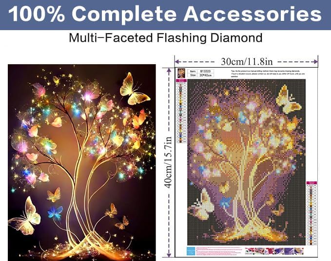 Xylogist Glitter Tree Diamond Painting Kits for Beginner 12X16Inch