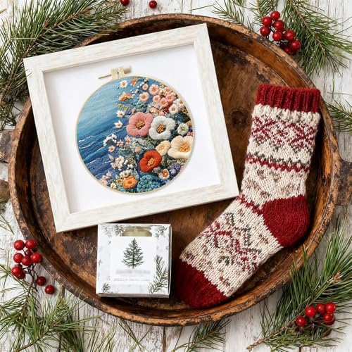 SCECALA 4 Sets Ocean Floral Embroidery Kit