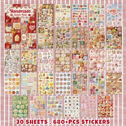 PRSTINCOL Japanese Sticker Book Aesthetic 30 Sheets of Vibrant Red Patterned Die Cut Stickers for Scrapbooking and Journaling