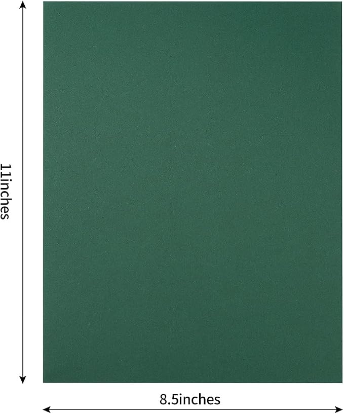 20 Sheets Blank Dark Green Thick Paper Cardstock, 8.5 x 11 inches