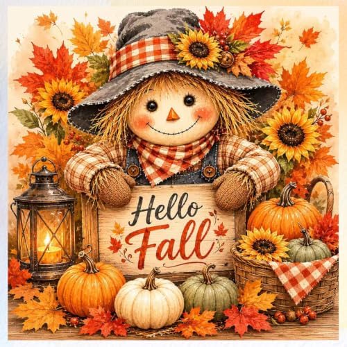 CRZMODE Harvest Paint by Numbers Kit for Adults, Fall Scarecrow, 16x20 inch