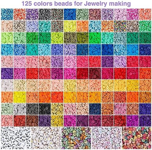 XSEINO 23000Pcs Clay Beads Bracelet Making Kit, 6Boxes 125Colors