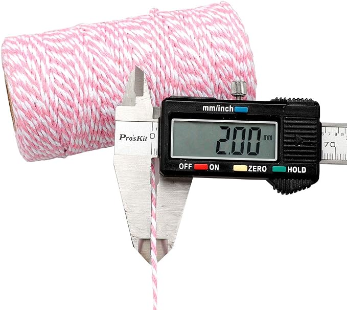 G2PLUS 2MM Cotton String, 328 Ft Pink and White Cotton Twine for Gift Wrap | Soft and Sturdy,White Pink Cotton Bakers Twine for Mother's Day，Crafts, Gift Wrapping, Home Decor, Gift Packaging, Christmas