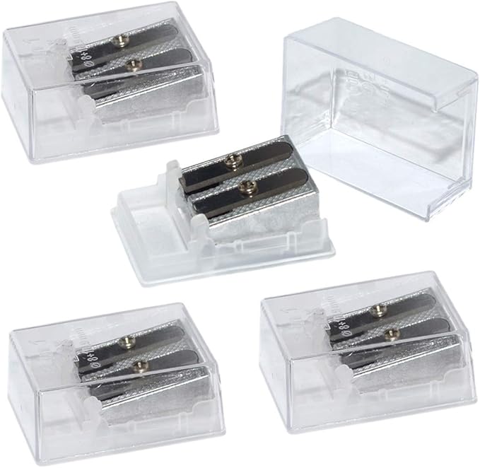 Pencil Sharpener Manual Metal Dual Double Hole Bulk Pack 4