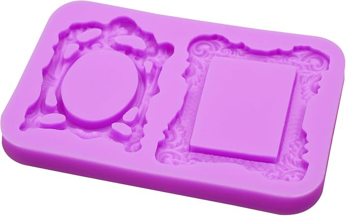 Silicone Frame Chocolate Molds, Vintage Ornate Picture Frame Fondant Molds, for Resin Casting Crafts Cake Decoration Set of 4