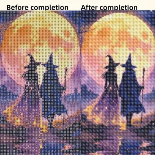 5D Halloween Diamond Painting Kits for Adults, Witch Diamond Art Kit