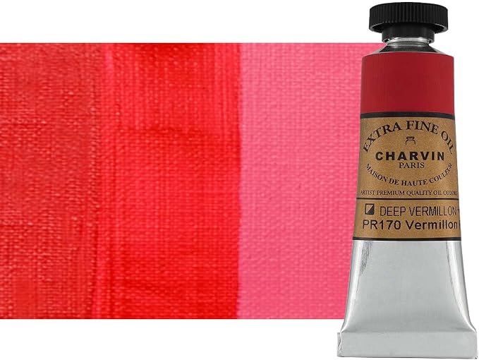 Charvin Extra Fine Oil Paint, Vermilion Deep 20 ml - Triple-Milled, Rich Texture, Poppy Oil-Based, Light-Fast, Handmade, Archival Quality