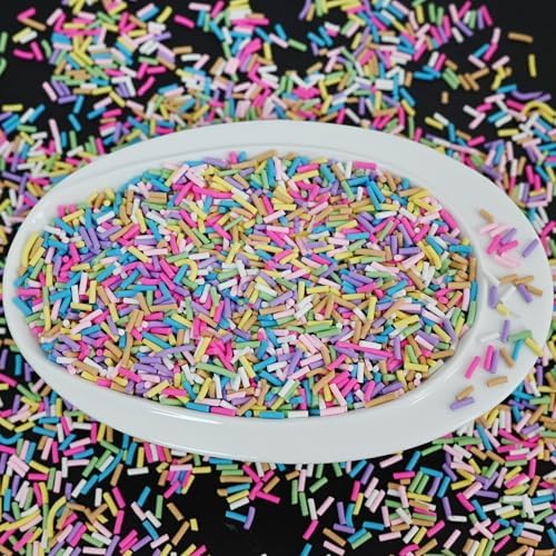 LIKETURE Fake Sprinkles 110G Non-edible Polymer Clay Sprinkles Fake Candy Sprinkles Slime Sprinkles Faux Sprinkles for Resin Slime Add Ins Plastic Sprinkle Nail Art Shaker Card Filler (Blue)