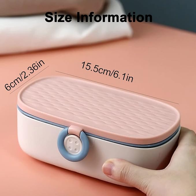 Missraza Sewing Kit, Portable Kit for Adults, Plastic Box Needle and Thread Accesories Supplies Pink 15.5x6cm(6.1x2.36in) (Pack of 2)