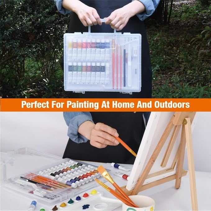Artbreezing Acrylic Painting Kit with Art Easel,All-in-One Art Supplies | 31PC Painting Supplies with Canvas,Tabletop Easel for Painting,Brushes etc.Ideal Giftable Holiday Set for Kids and Adults.
