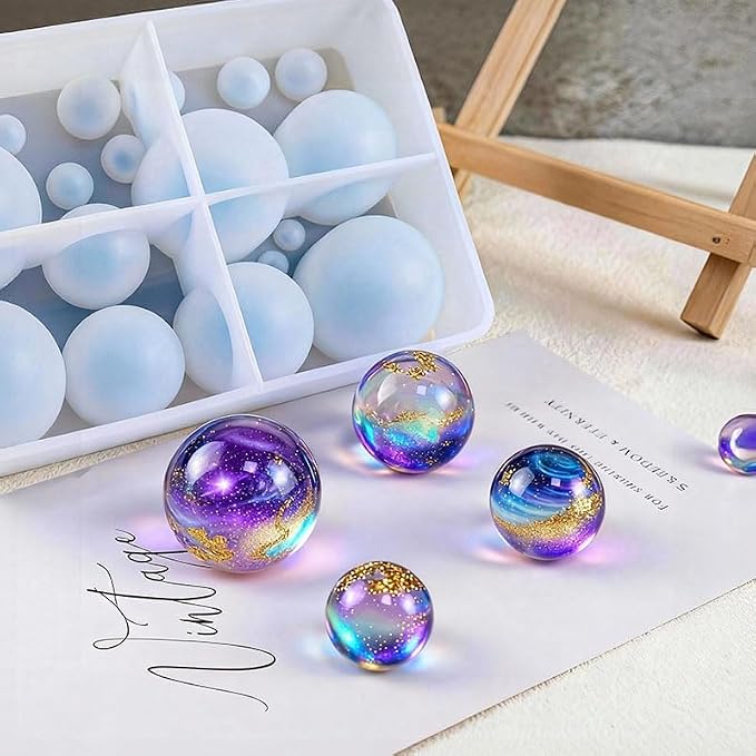 Sphere Silicone Molds for Resin,Seamless Sphere Resin Molds Silicone,Resin Bead Mold,Small Resin Molds for Jewellery Making,Pendant and and DIY Gifts,for resi n Casting(20Cavity Sphere Molds)