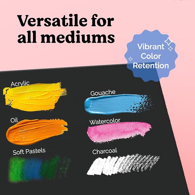 Chalkola 25 Square Black Canvas for Painting - Primed Cotton Art Boards | Panels (25 Pack) 4x4, 6x6, 8x8, 10x10, 12x12 inch (5 Each) - Painting Canvases 100% Cotton, Acid Free for Adults & Artists