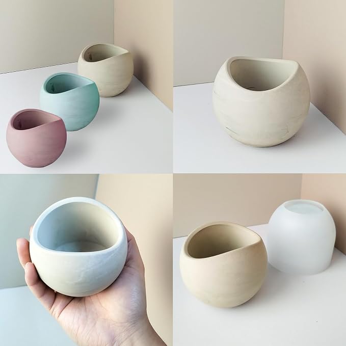Curved Candle Cups Silicone Molds, Egg Shape Container Storage Resin Concrete Cement Molds, Epoxy Resin Casting Candle Vessels Jewelry Pen Holder Plant Pot Mold DIY Unique Crafts Decor