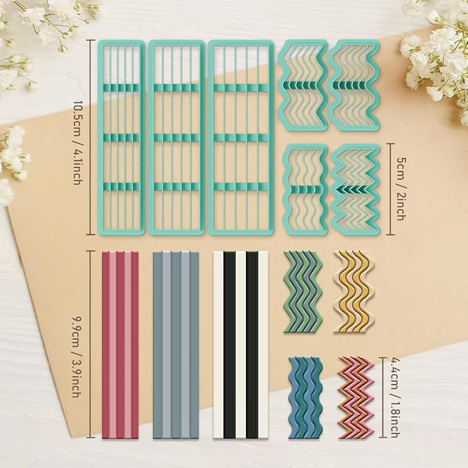 ORIGACH 7 Pcs Stripes Waves Polymer Clay Cutters Set