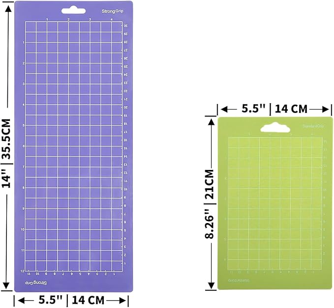 THANMAO 4.5" x 12" + 4.5" x 6.5"Cutting Mat，Blue Light Grip/Green Standard Grip/Purple Strong Grip, Adhesive Cutting Mats，Accessories for Cricut Joy（6 Pack）