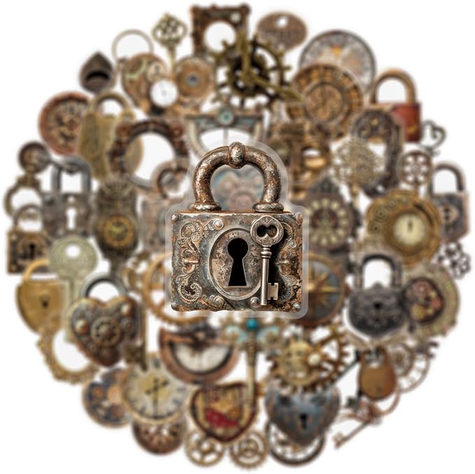 50PCS Vintage Steampunk Stickers, Waterproof PET Retro Old Gadgets Decals for Scrapbooking, Skateboard, Laptop, Phone Case, Luggage, Water Bottle - Aesthetic Decor for Teens, Adults, Boys, Girls