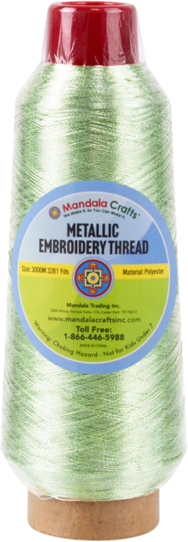 Mandala Crafts Metallic Mint Embroidery Floss for Sewing, 3281 Yard Spool