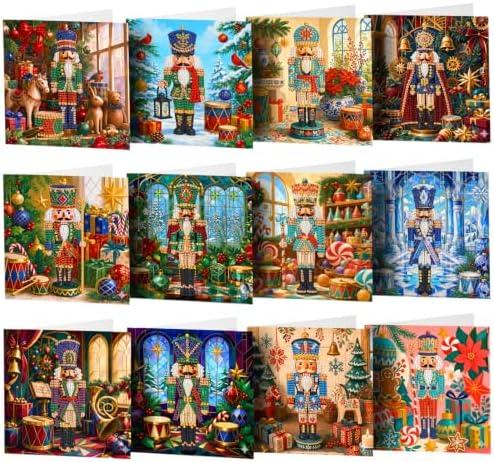 POETRYDRAW DIY Diamond Art Painting Greeting Card Kit, Creative Craft Set for Card Making，Christmas Soldier
