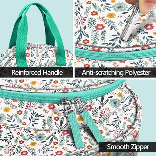 FINPAC Embroidery Project Bag, Embroidery Supplies Storage Carrying Tote Case with Multiple Pockets for Floss, Hoops, Thread, Stitch Tools Kit [Bag Only], Spring Bloom