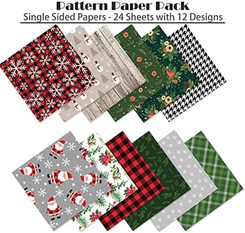 YASMEN Scrapbook Paper Pad 6"×6" - 24 Sheets Christmas Scrapbooking Supplies Kit, Single-Sided Patterned Cardstock Pads for Card Making, Designer Planner Journals, Background Borders, Greeting Cards