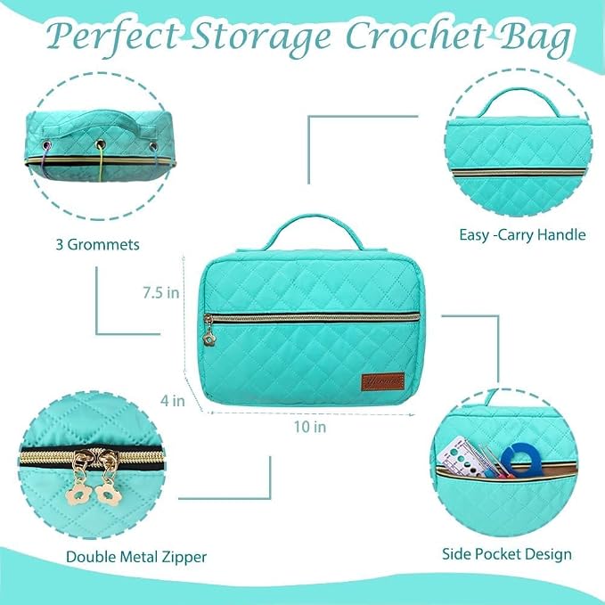 Yarniss Crochet Kit for Beginner,Complete Crochet Kit for Adult,Bright Blue | 14 Size Ergonomic Crochet Hooks & 12 Crochet Yarns Balls & Crochet Bag,Learn to Crochet with Step by Step Video Tutorial