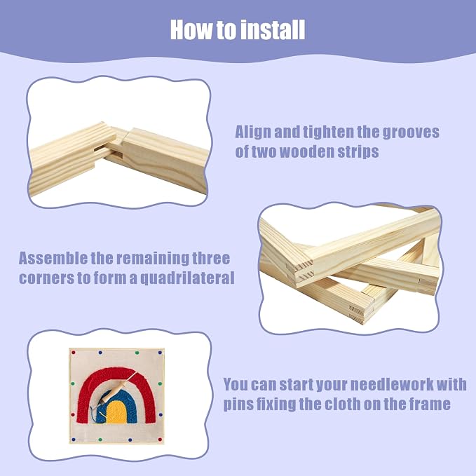 10 Sets Stretcher Bars for Needlework with 100 Pins, 5 Sizes 20PCS
