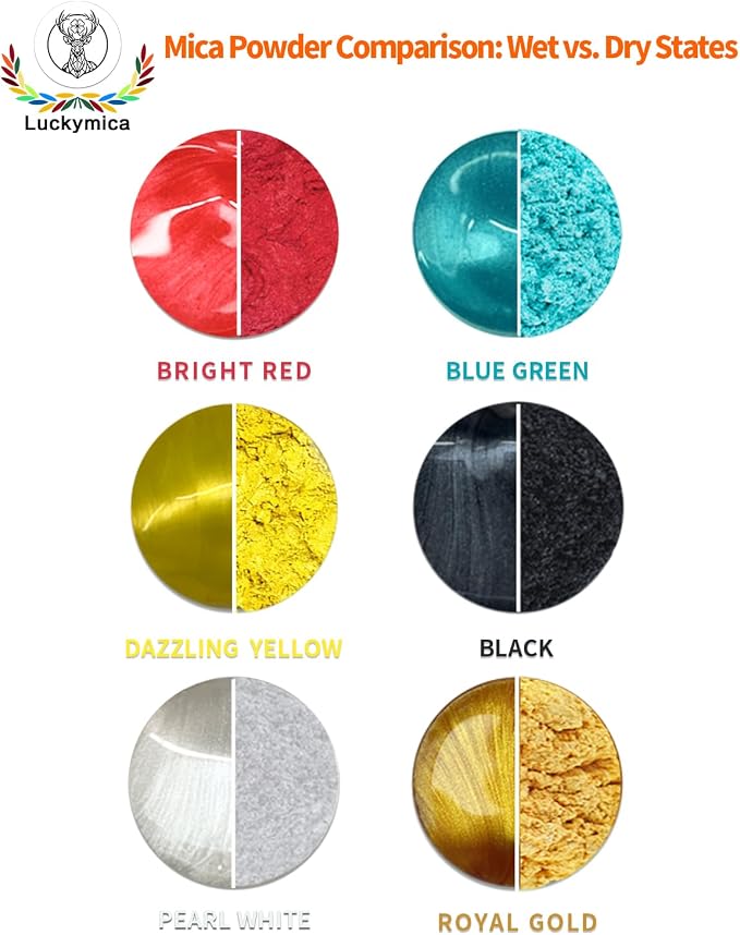 Mica Powder, 6 Colors Pearlescent Pigment Powder for Epoxy Resin, 60g Pearl Pigment Set for Soap Making, Bath Bomb, Candle Making, Art Crafts, Lip Gloss, Nail Polish, Dye - Primary Palette