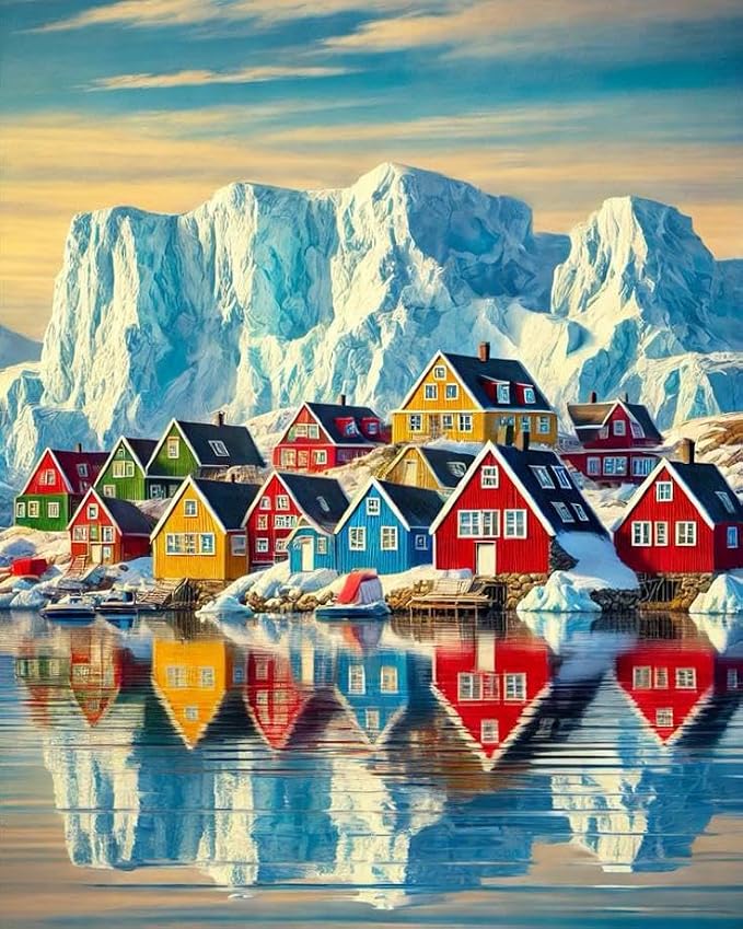 Paint by Numbers Kit for Adults, Colorful Village Painting, 16 x 20 Inch | DIY Adult Paint by Number Kit on Canvas for Beginners, without Frame, Coastal Wall Decor, Stress Relief Craft Gift