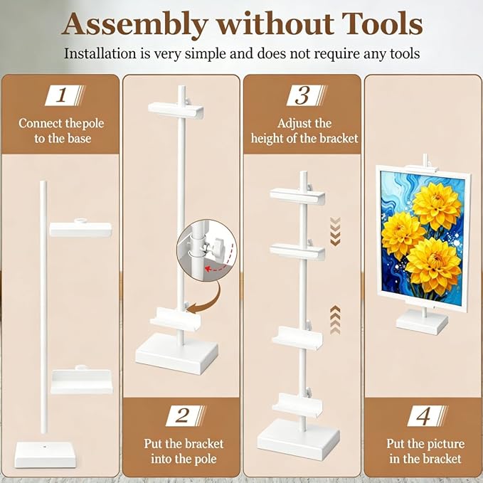 18'' Adjustable Tabletop Easel Stand, White Easel for Display | Steady and Elegant Picture Easels for Display, Picture Frame Stand, Adjustable Art Easel,Picture stand for Artwork, Photo.