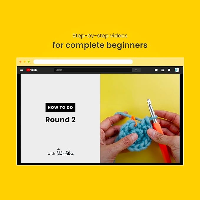 The Woobles Crochet Kit for Beginners (Bjørn the Narwhal) | As seen on Shark Tank, Kit includes: Easy Peasy Yarn, pre-started piece, hook, safety eyes, stuffing, video tutorials